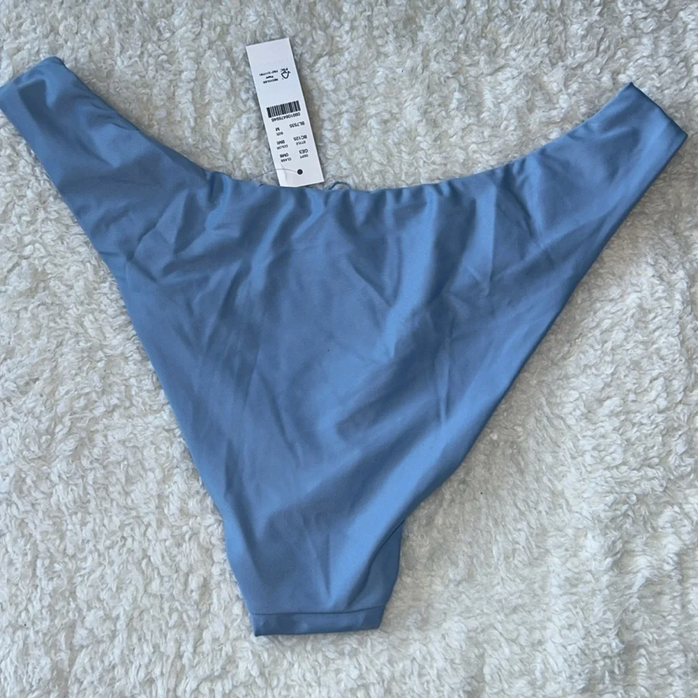 J. Crew Curved Waist Cheeky Bikini Bottom Light Blue Medium NWT